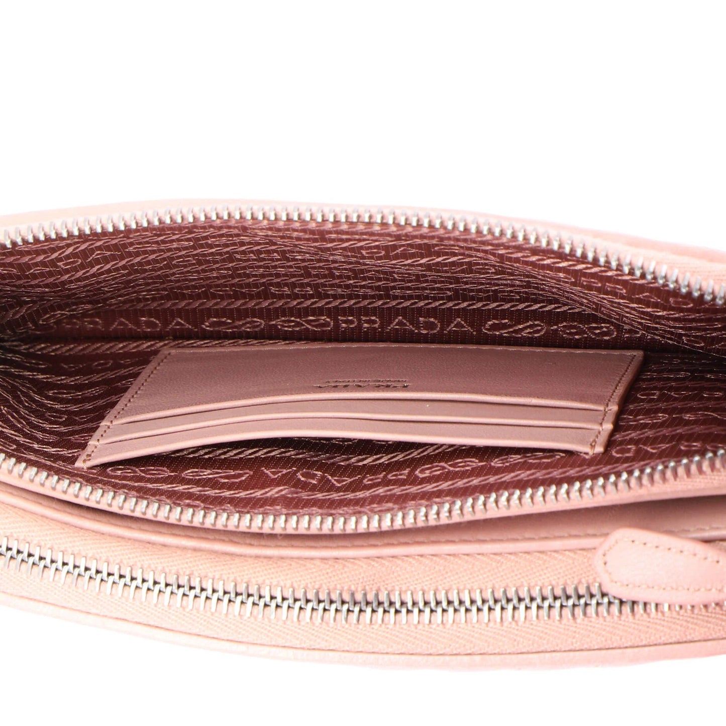 Prada Double Zip Wallet On Chain Crossbody Chevron Leather Mini