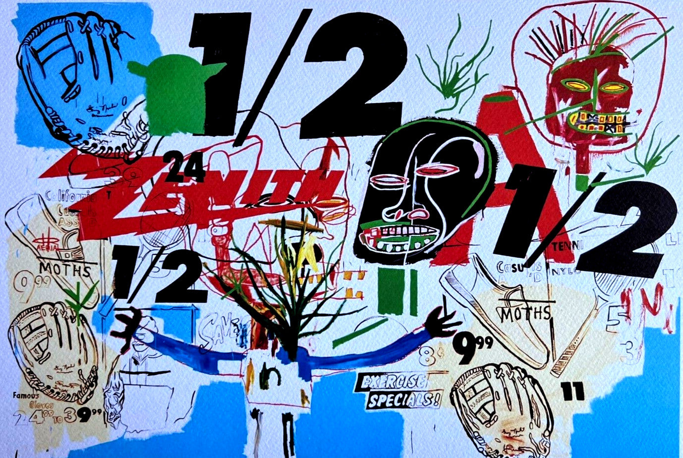 Andy Warhol & Jean-Michel Basquiat Coa Lithograph Signed Numbered
