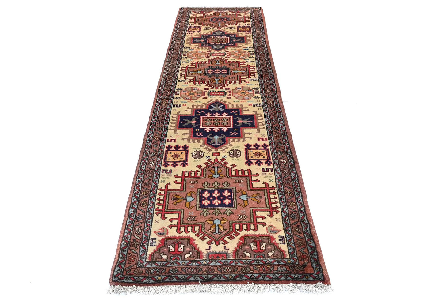 Vintage Tribal Geometric Runner Rug Wool Oriental