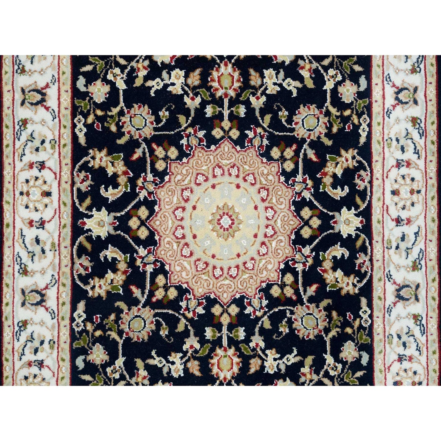2'8"X19'2" Blue Nain 250 Kpsi Hand Knotted Wool Xl Runner Oriental Rug