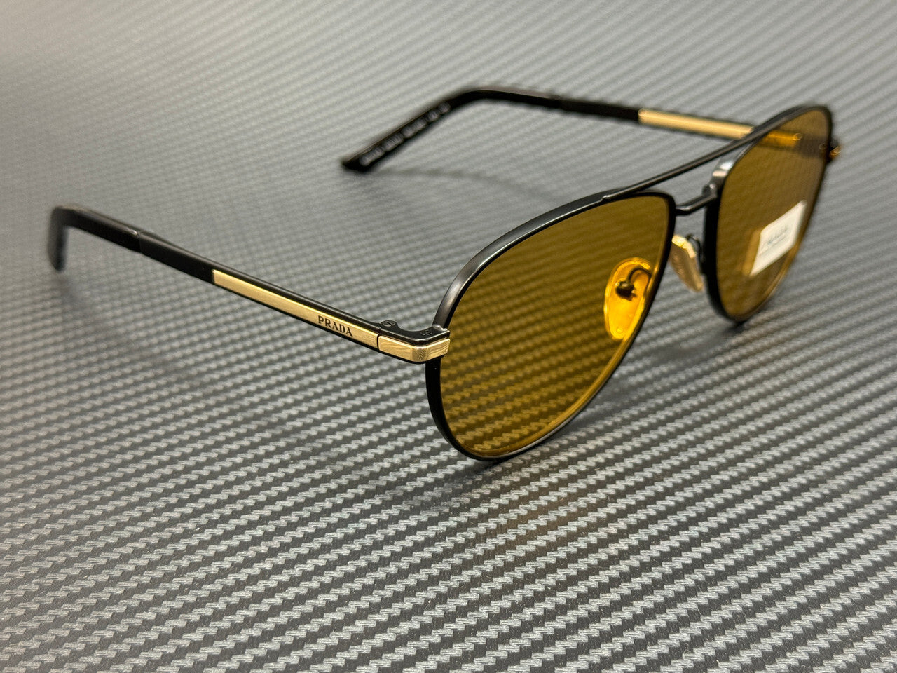 PRADA PR A54S 1BO90C Matte Black Yellow Men's 60