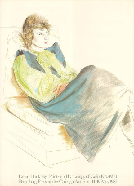 David Hockney Portrait Of Celia Wearing Checkered Sleeves