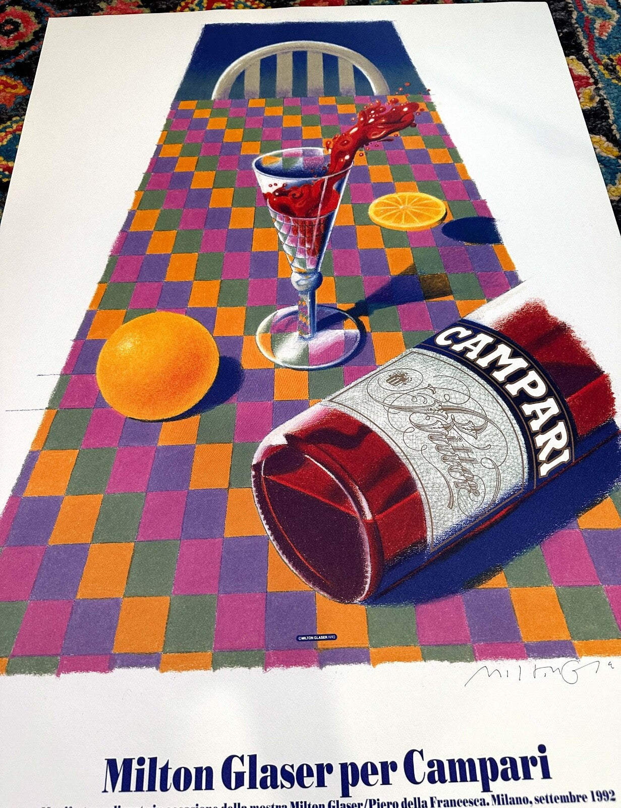 Milton Glaser For Campari 1992 Signed Limited Edition On Canson Watercolor Paper