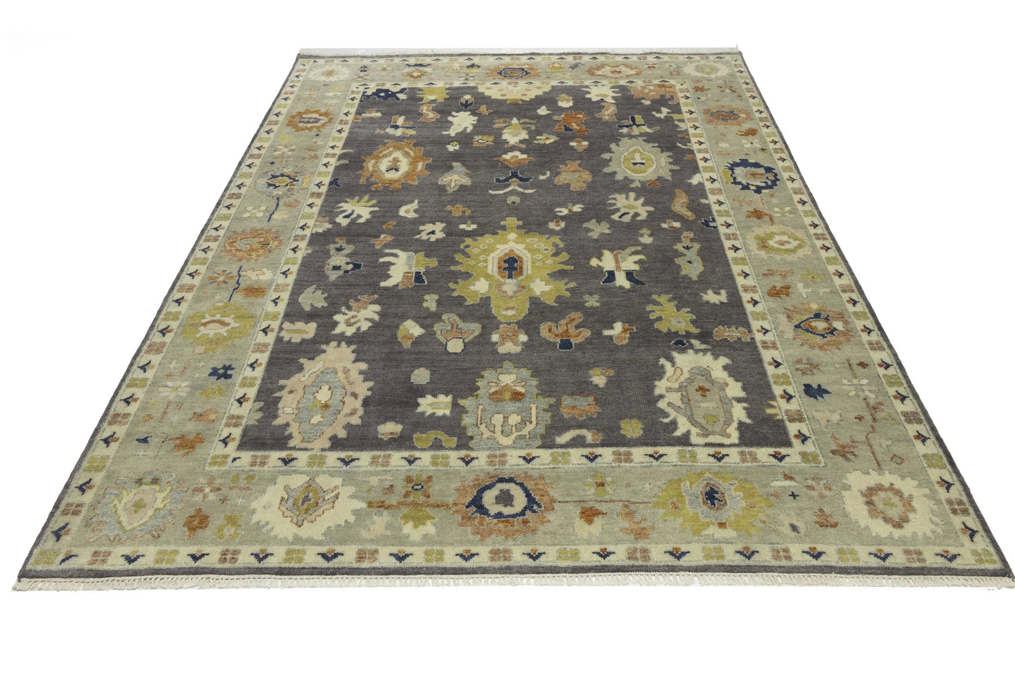 Handmade Oushak Floral Rug Colorfast Oriental