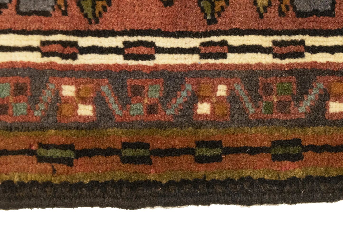 Vintage Red Geometric Runner Rug Narrow Farmhouse