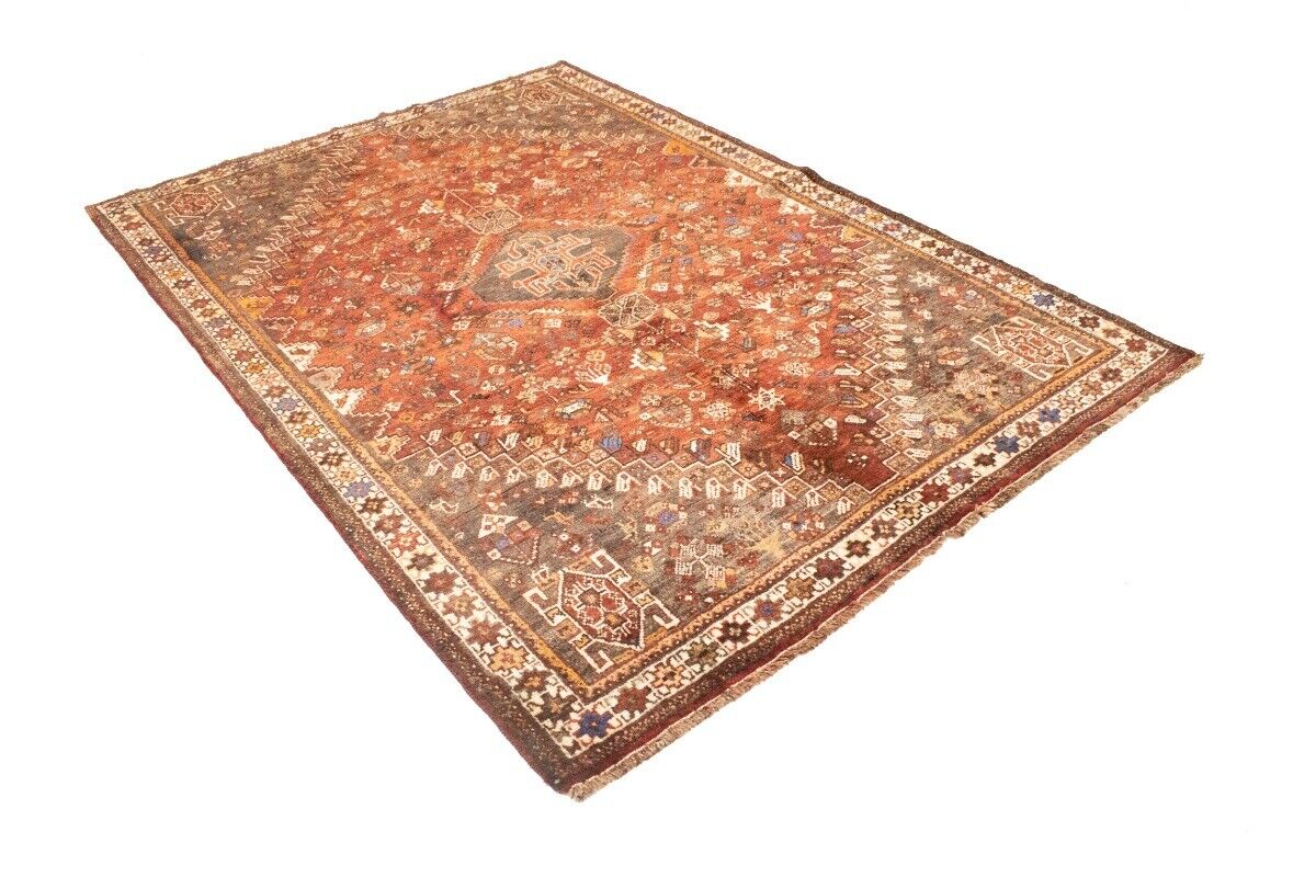 Tribal Vintage Oriental Rug Rusty Red Carpet