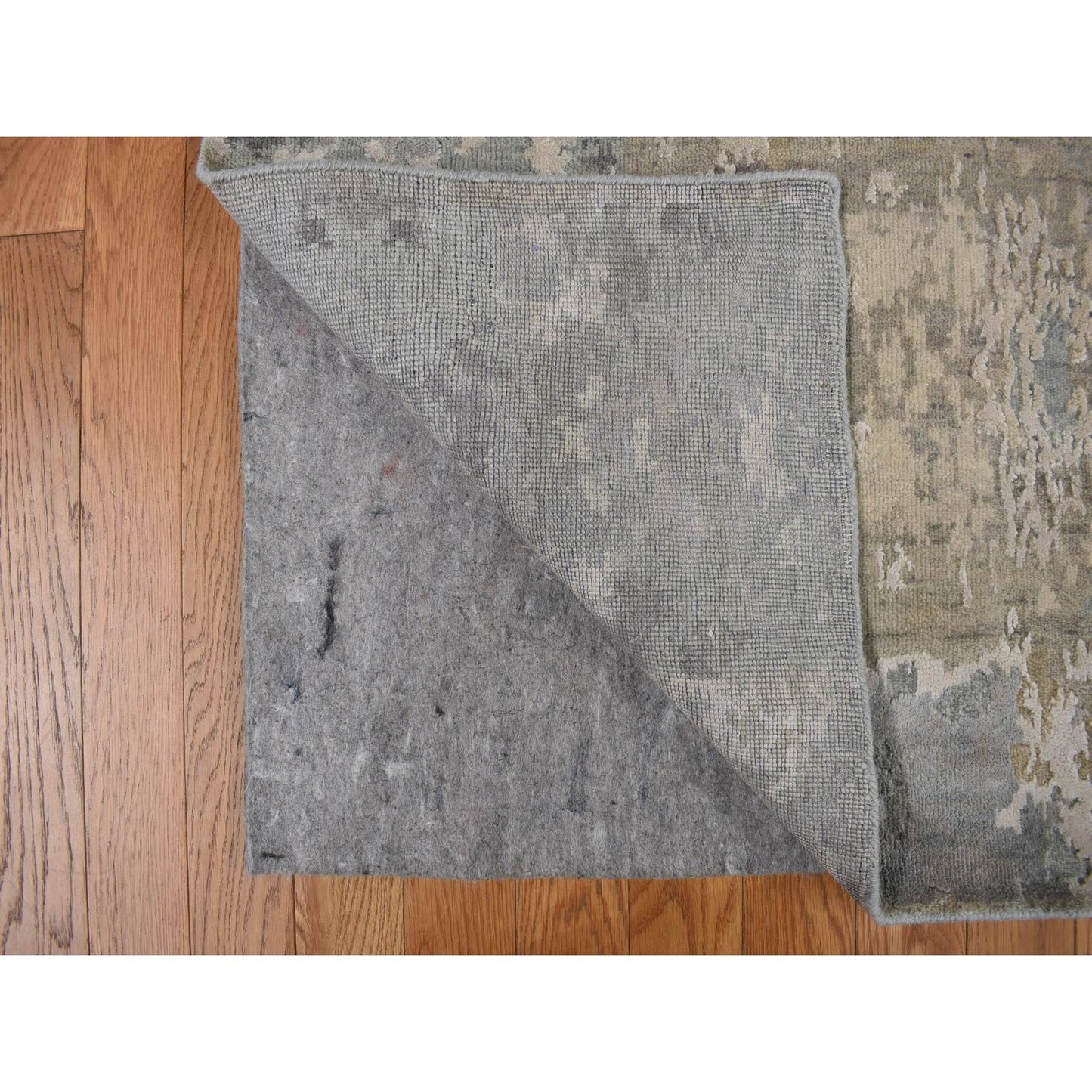 9'X11'7" Gray Modern Nepali Weave Wool And Silk Hand Knotted Rug