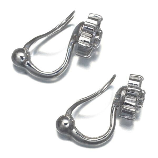 Diamond Flower Earrings 14K 585 White Gold