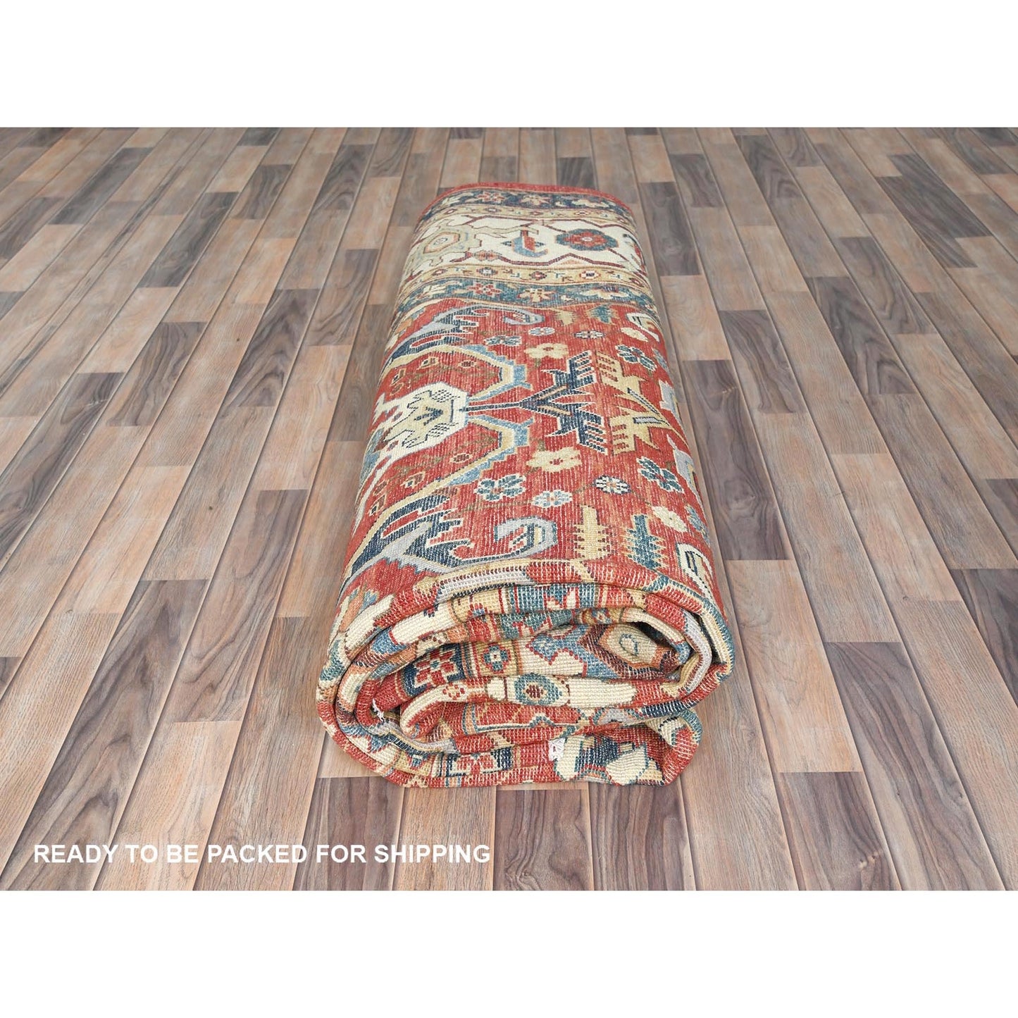 9'X12' Soft Red Pure Wool Hand Knotted Afghan Peshawar Garus Design Rug