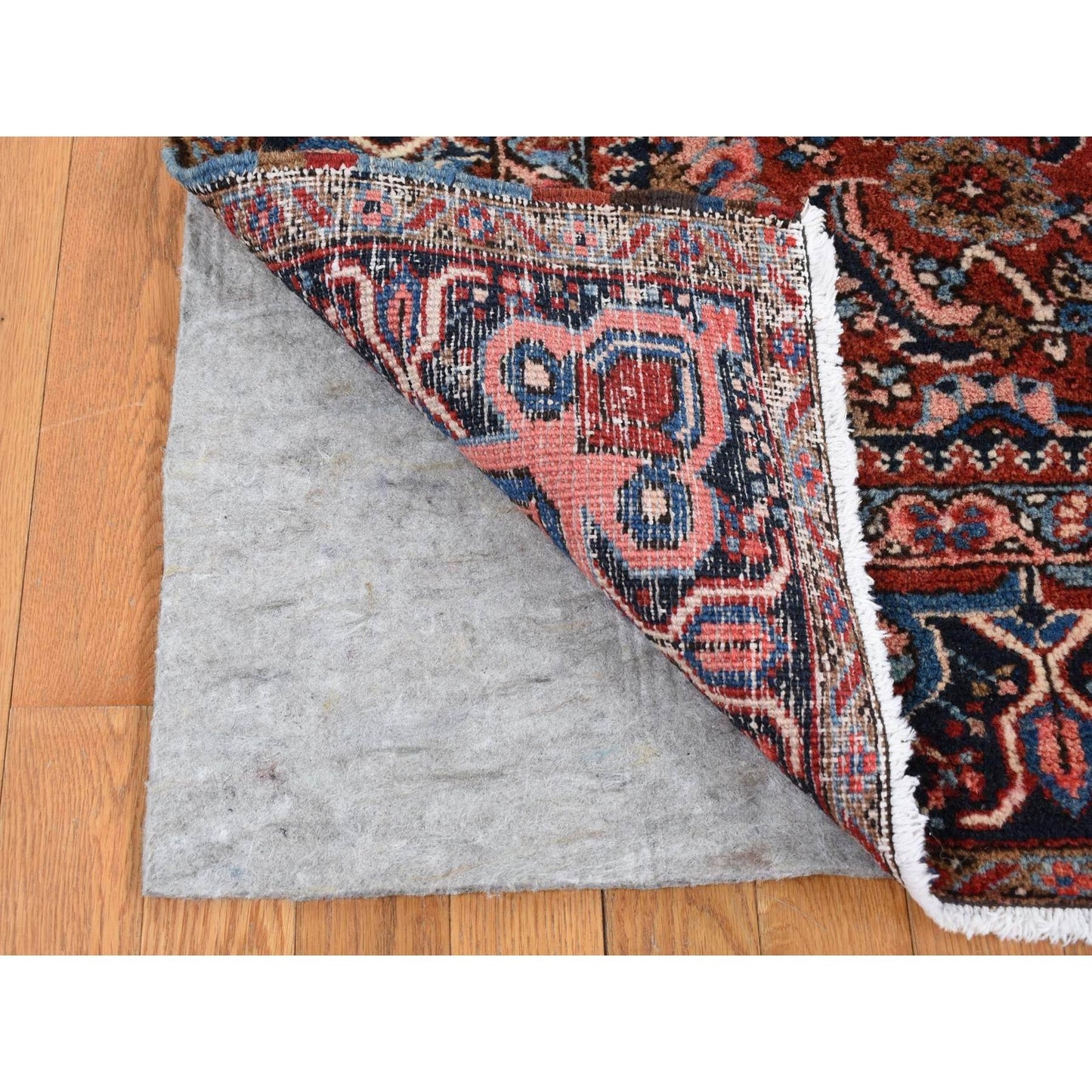 7'3"X9'7" Red Antique Zoroastrian Heris Hand Knotted Pure Wool Clean Rug