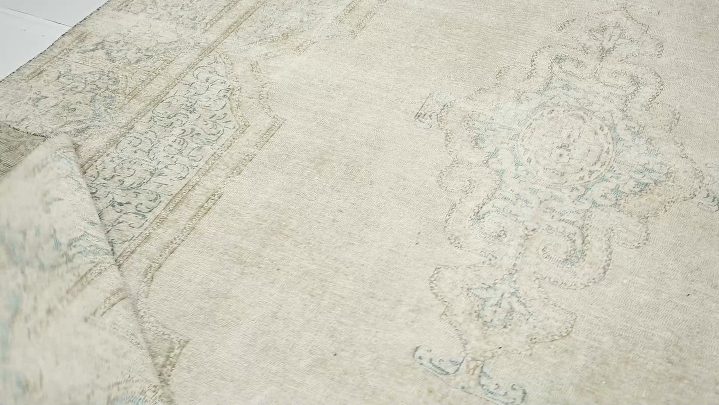 Handmade Muted Floral Distressed Oriental Rug