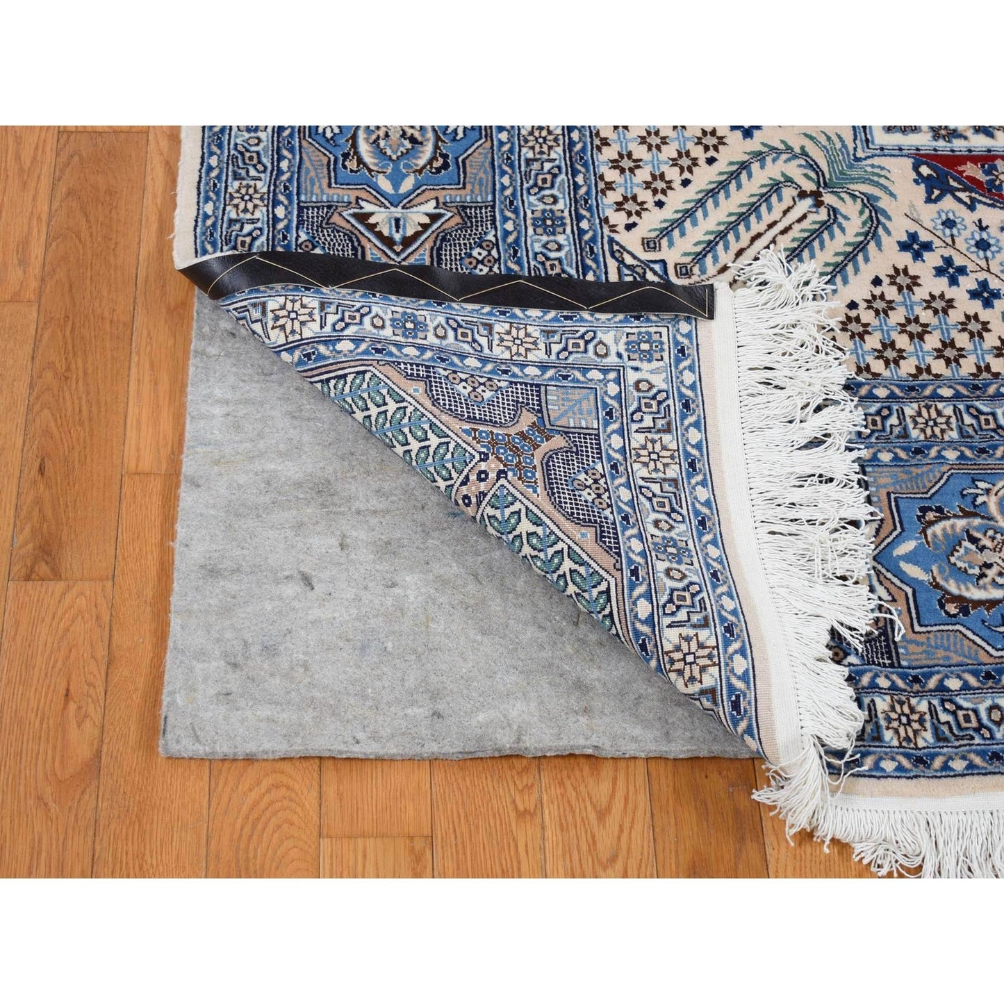 7'3"X10'9" Red New Zoroastrian Nain Soft Wool And Silk Hand Knotted Rug