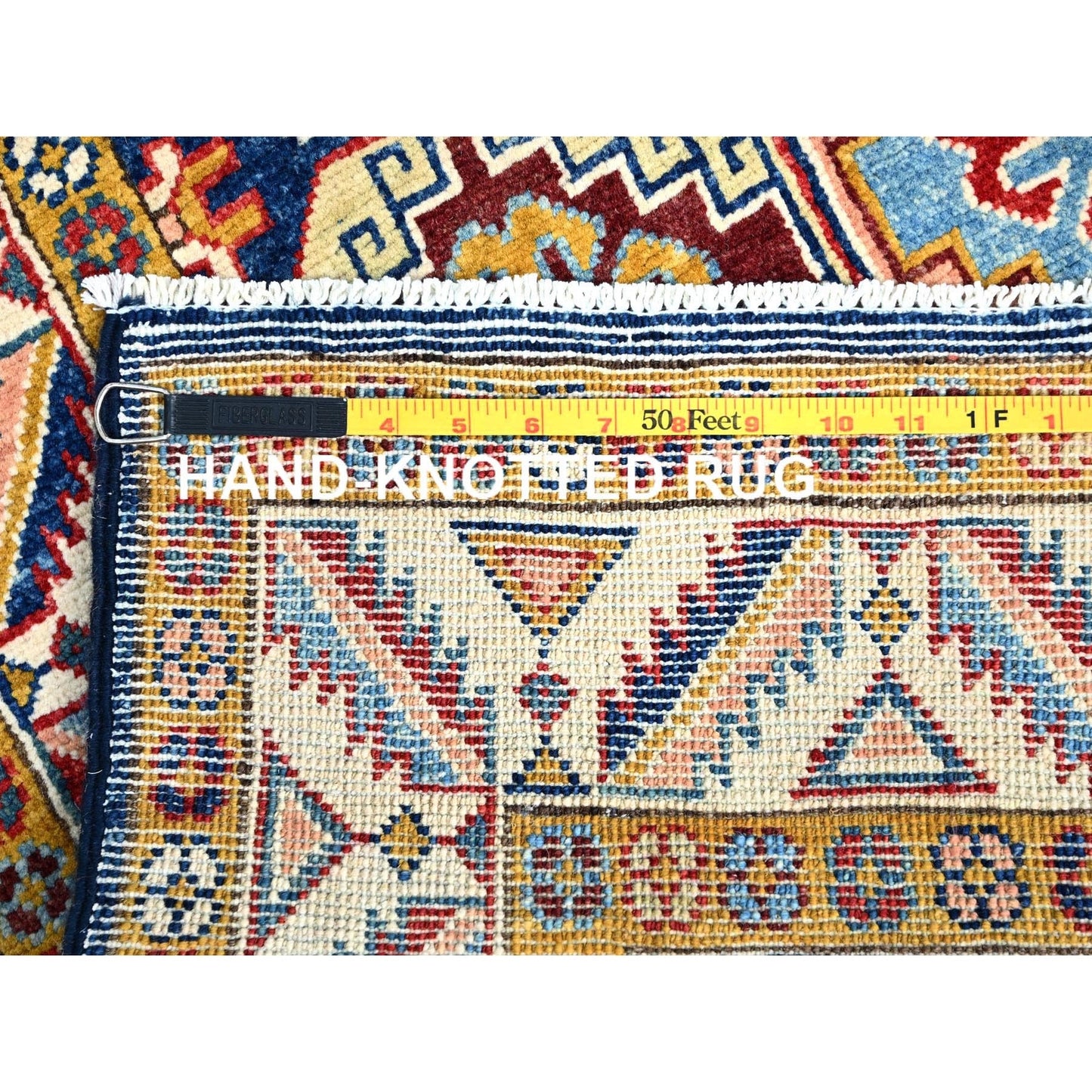 2'7"X9'6" Blue Afghan Special Kazak Hand Knotted Wool Wide Runner Rug