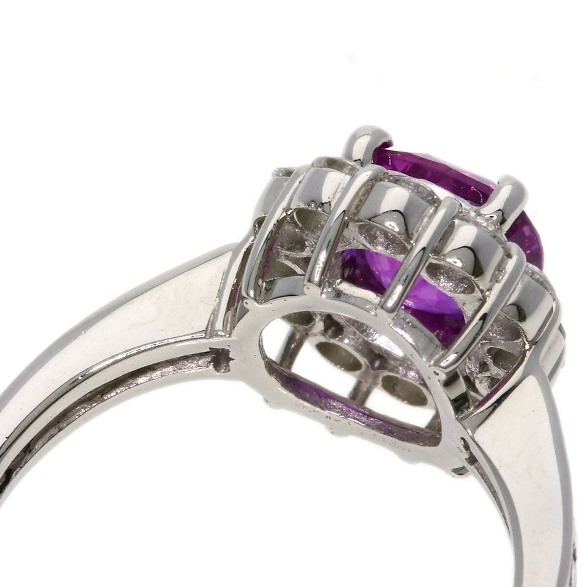 1.87Ct Pink Sapphire Diamond Ring Platinum Pt900