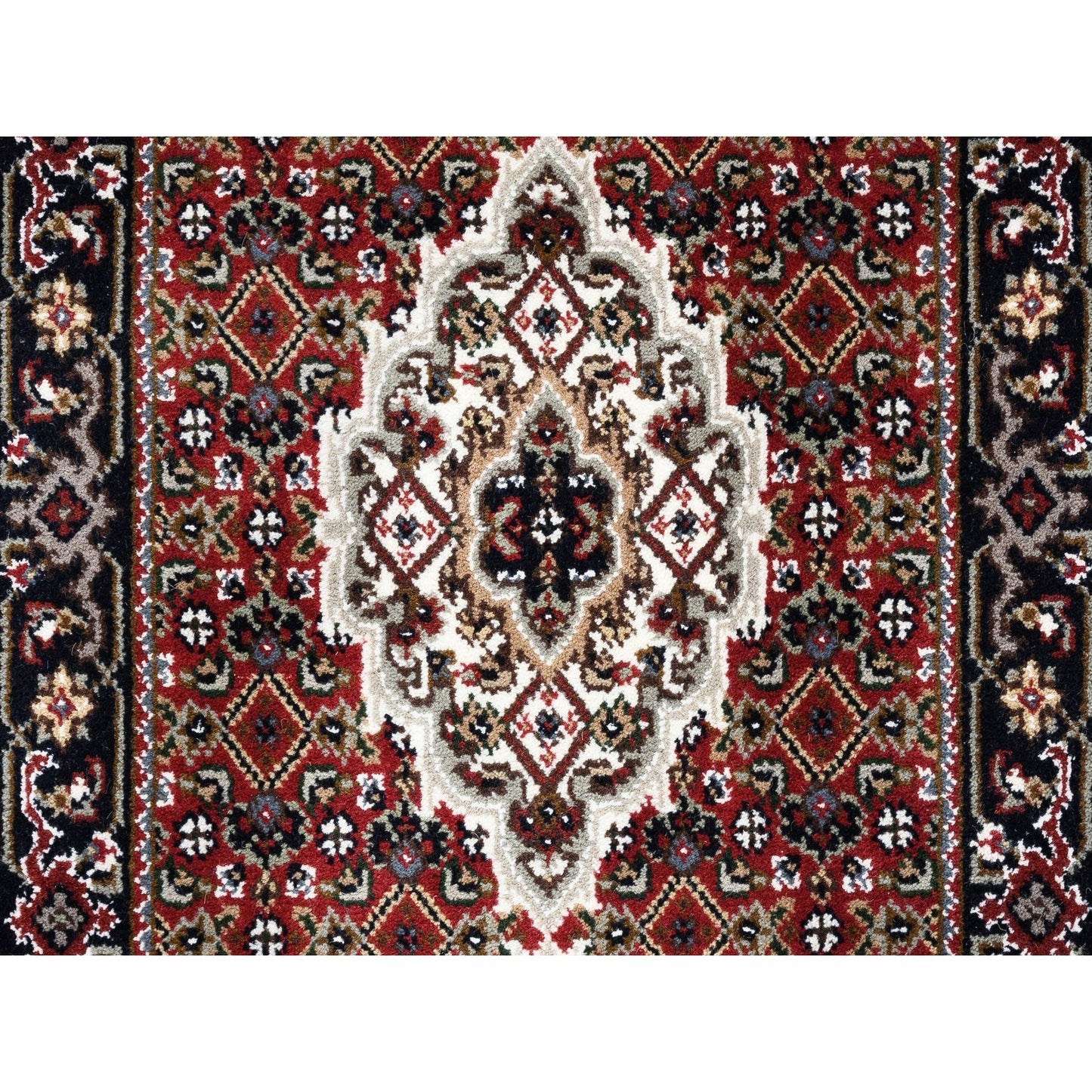 2'X6'1" Wool And Silk Red Tebraz Mahi Fish Design Hand Knotted Runner Rug