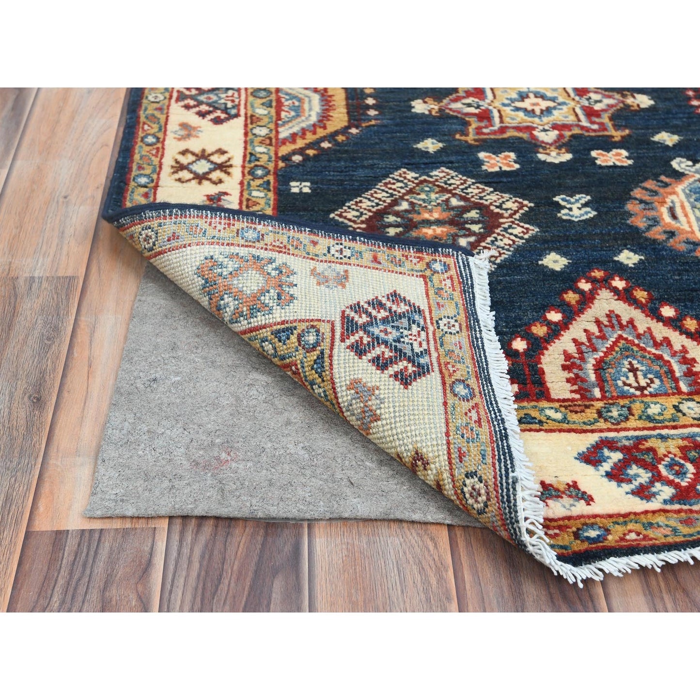 3'X18'6" Yale Blue Soft Wool Hand Knotted Special Kazak Xl Runner Rug