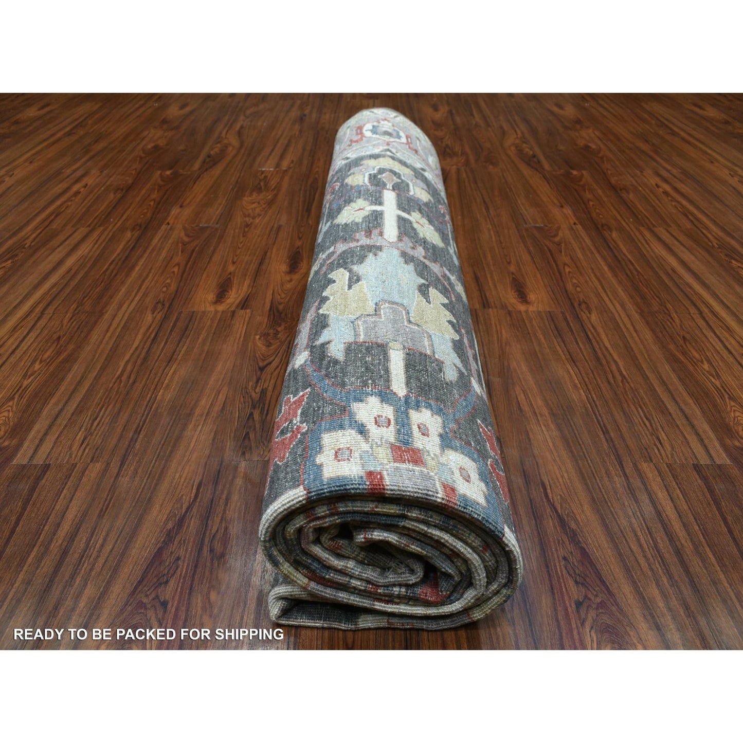 9'3"X11'9" Charcoal Black Afghan Peshawar Soft Wool Hand Knotted Rug