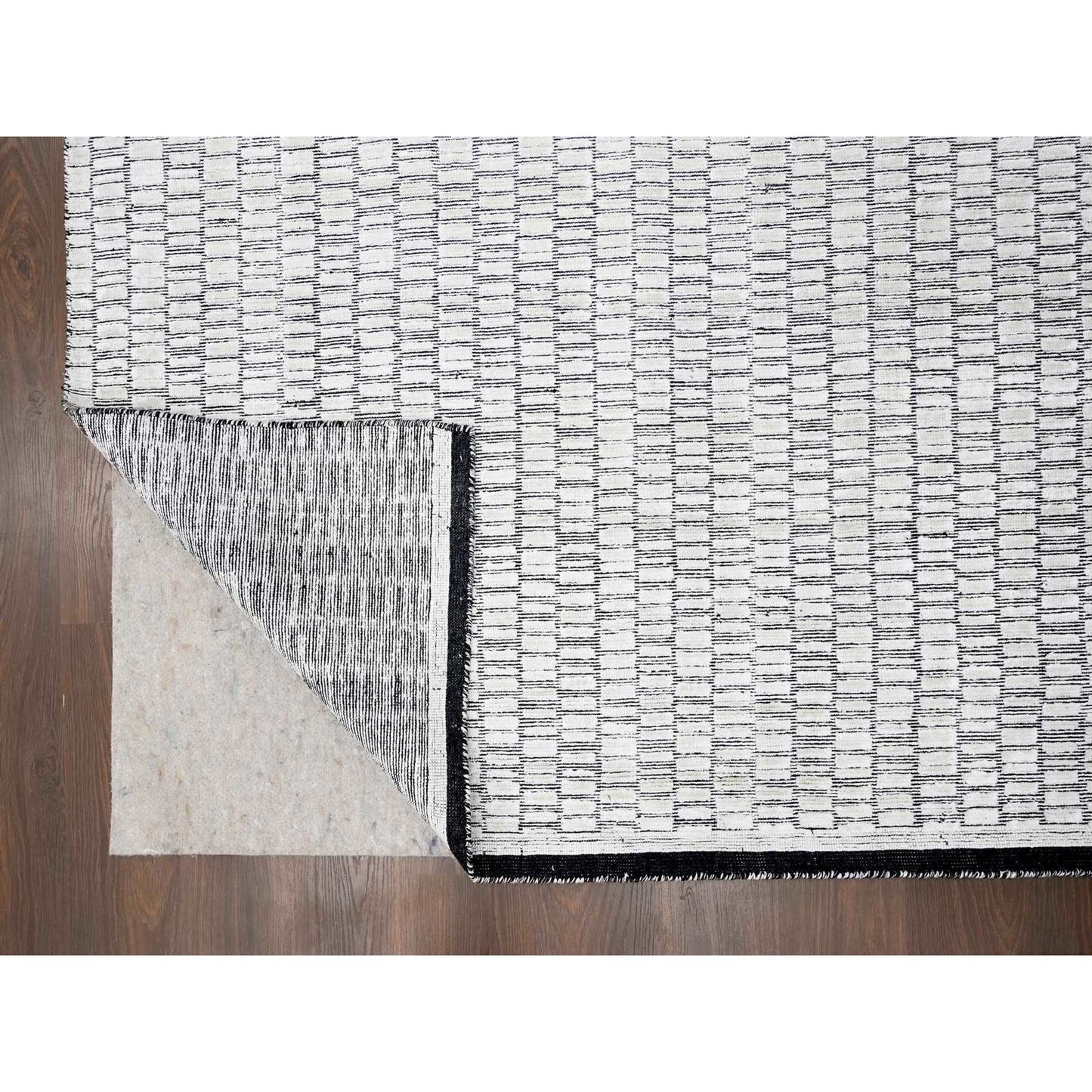 12'2"X18' Snow White Modern Roman Design Hand Loomed Oversized Rug