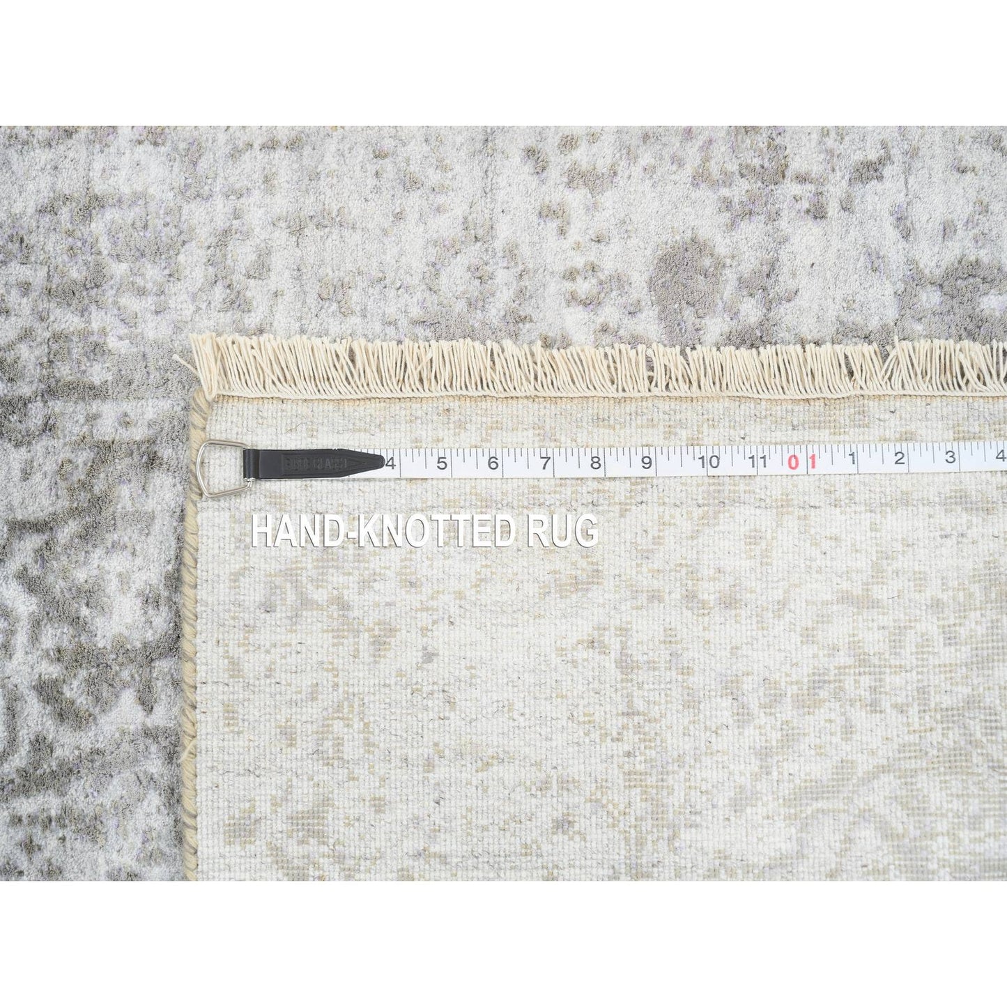 2'6"X7'10" Gray Hand Knotted Broken Farsian Design Wool/Silk Runner Rug