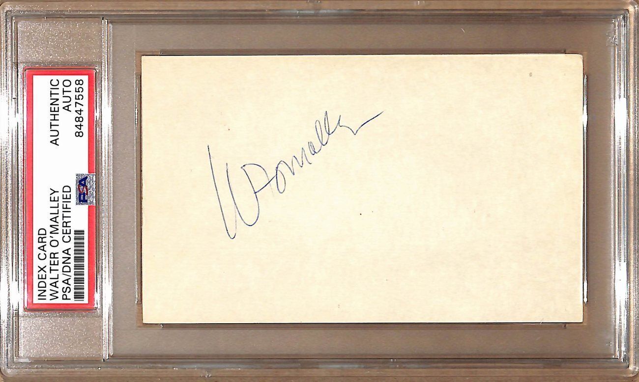 Walter O'Malley Hof Autographed 3X5 Index Card