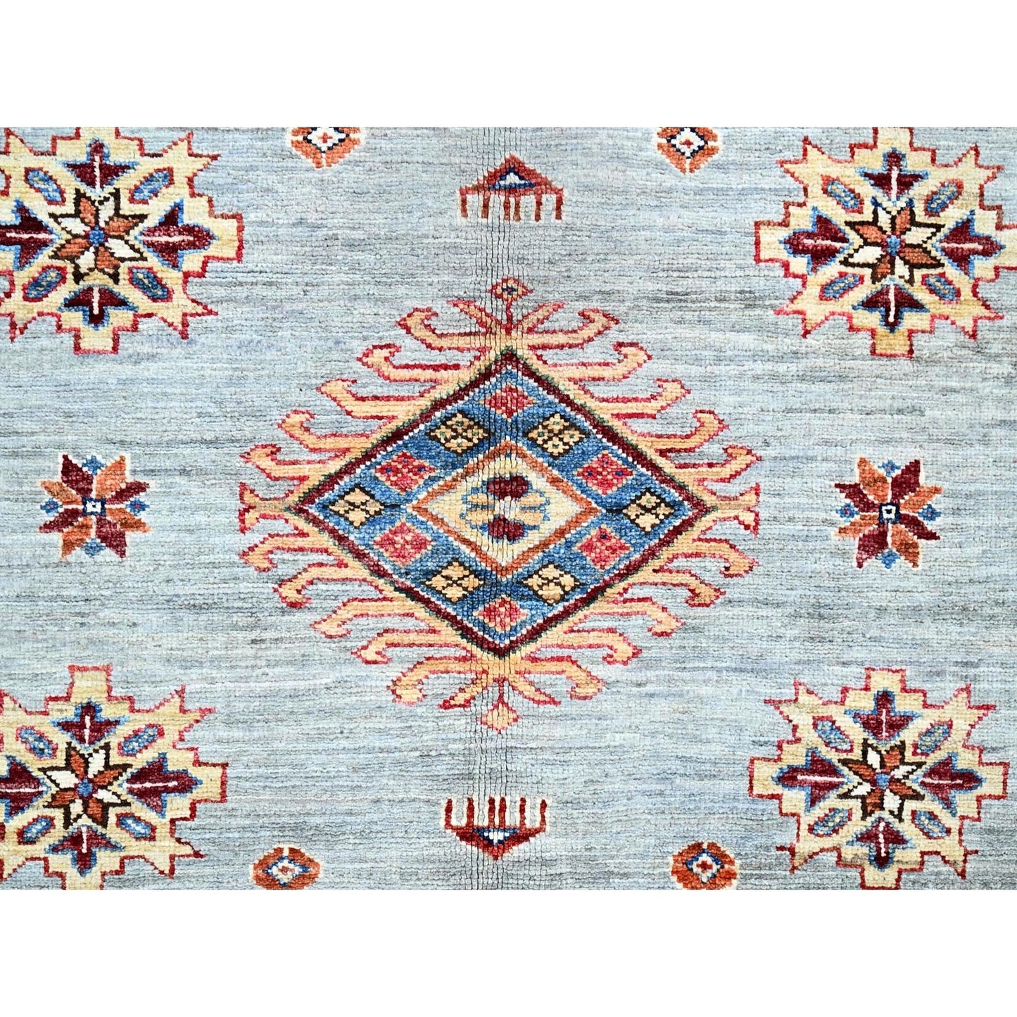 9'X12' Puritan Gray Hand Knotted Soft Wool Super Kazak Oriental Rug