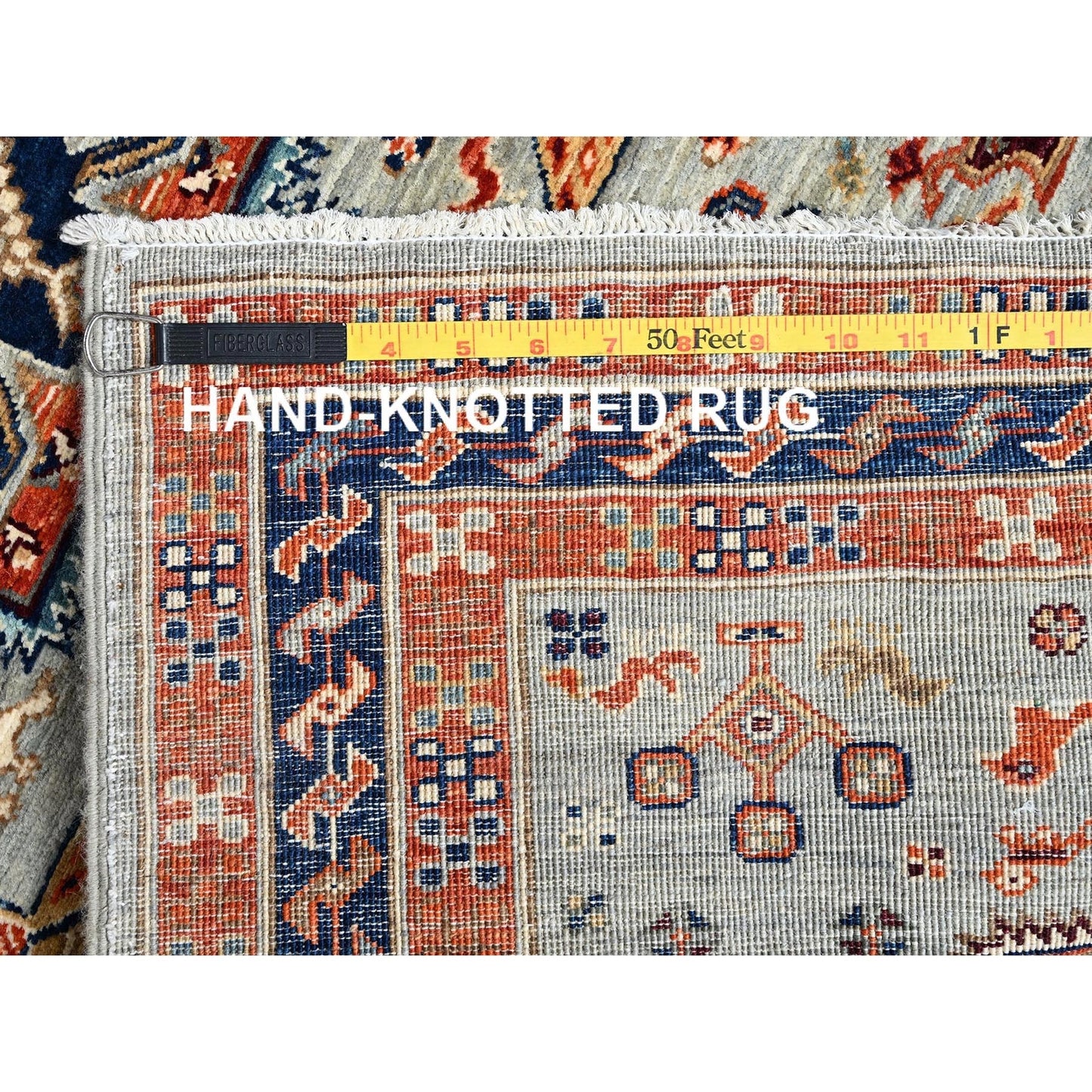 2'8"X11'3" Gray Caucasian Design Super Fine Wool Hand Knotted Runner Rug