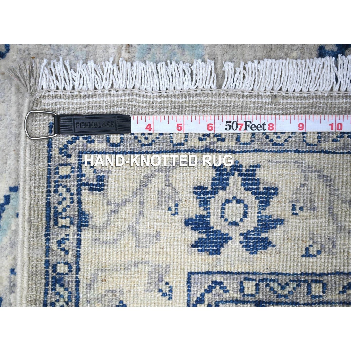 2'7"X21'4" Gray Wool Sickle Leaf Design Hand Knotted Xl Runner Rug