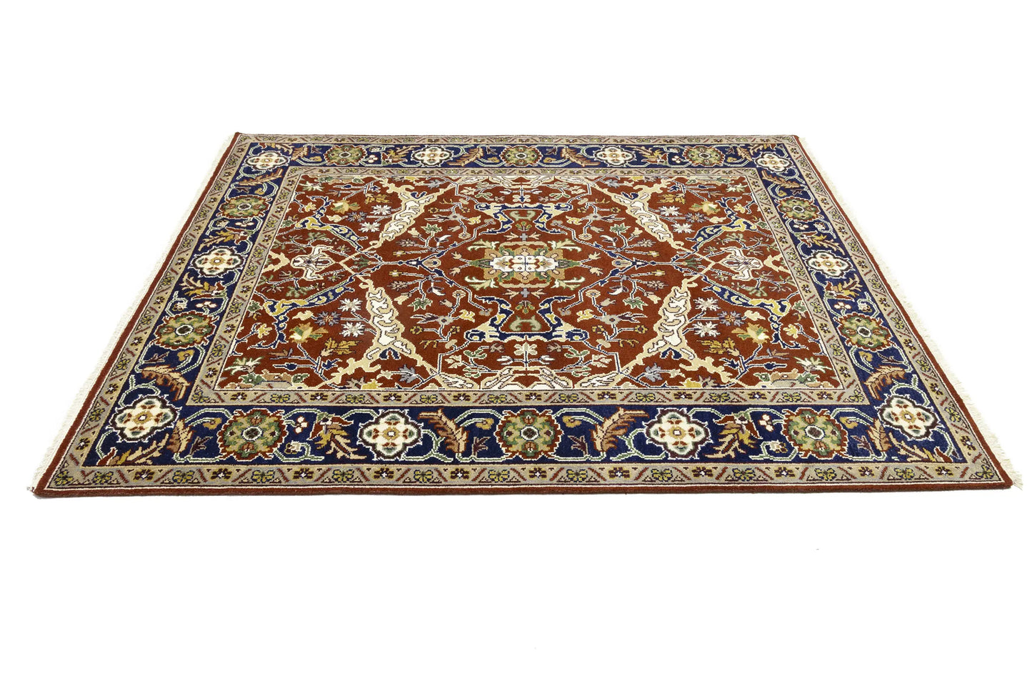 Rusty Red Oushak Chobi Oriental Rug Floral Living