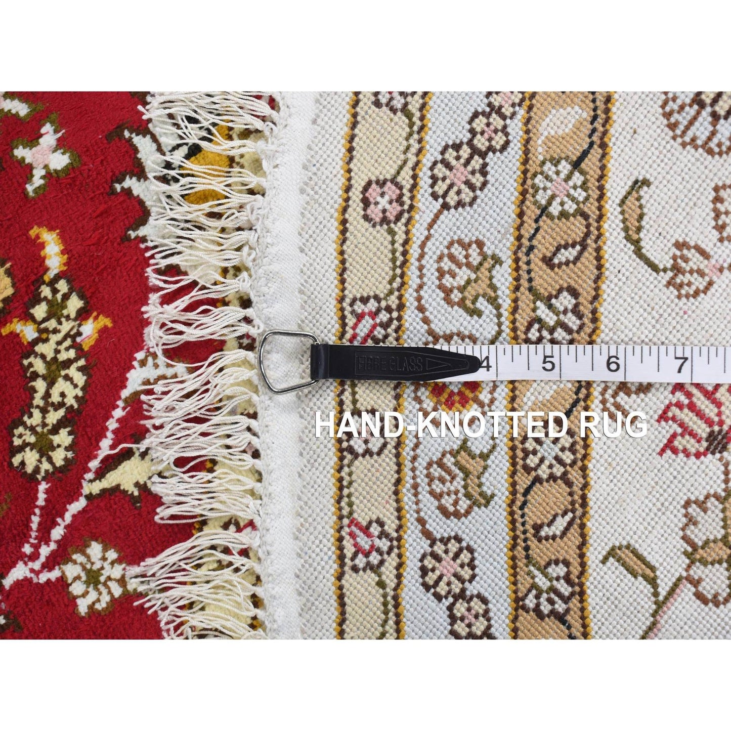 10'9"X10'9" Fire Brick Red Hand Knotted Silken 300 Kpsi Round Rug