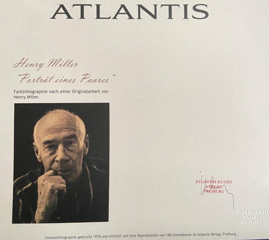 Henry Miller Lithograph 180Ex Coa Numbered Stamp