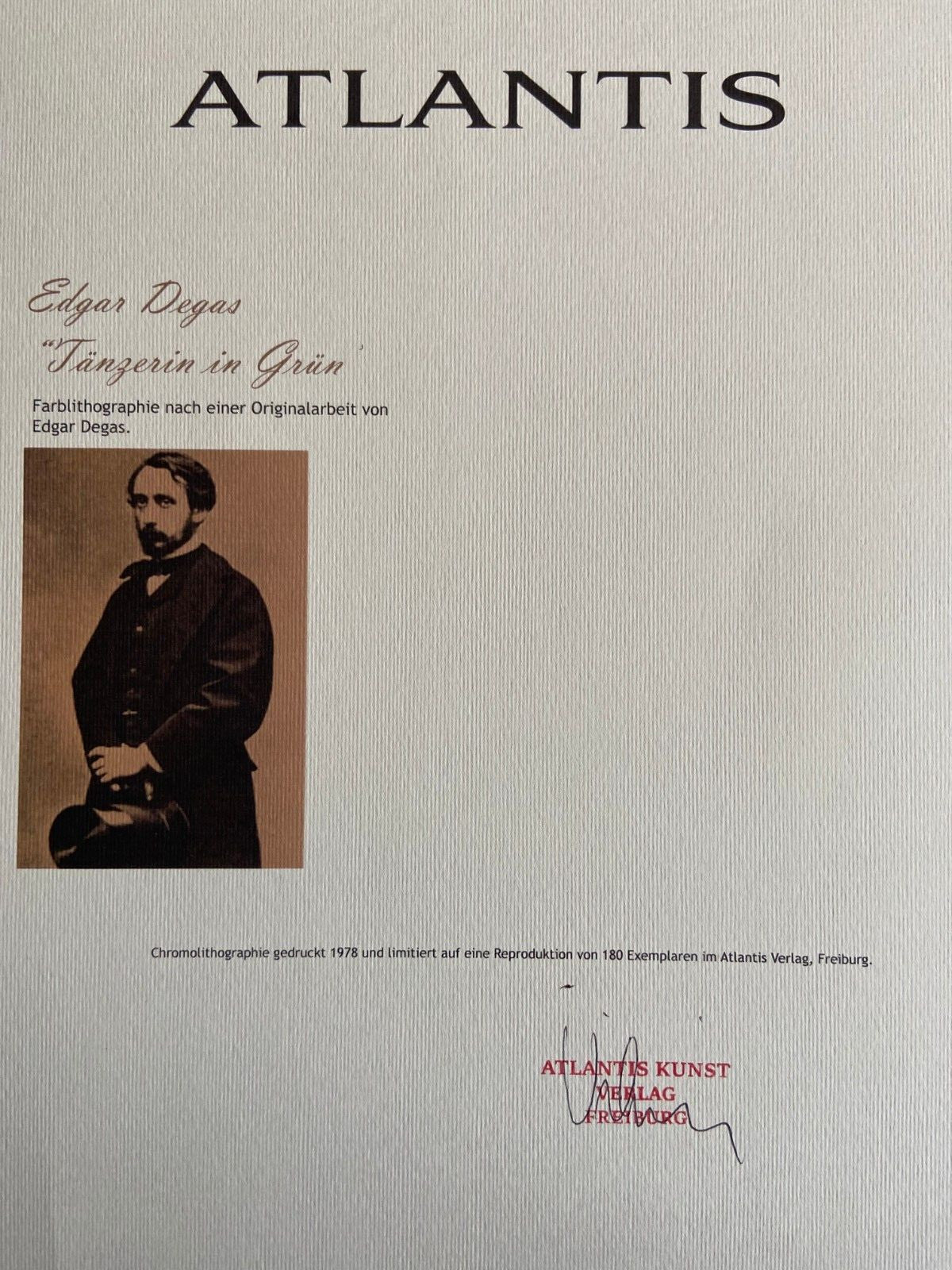 Edgar Degas Lithograph Coa Signed Numbered 180