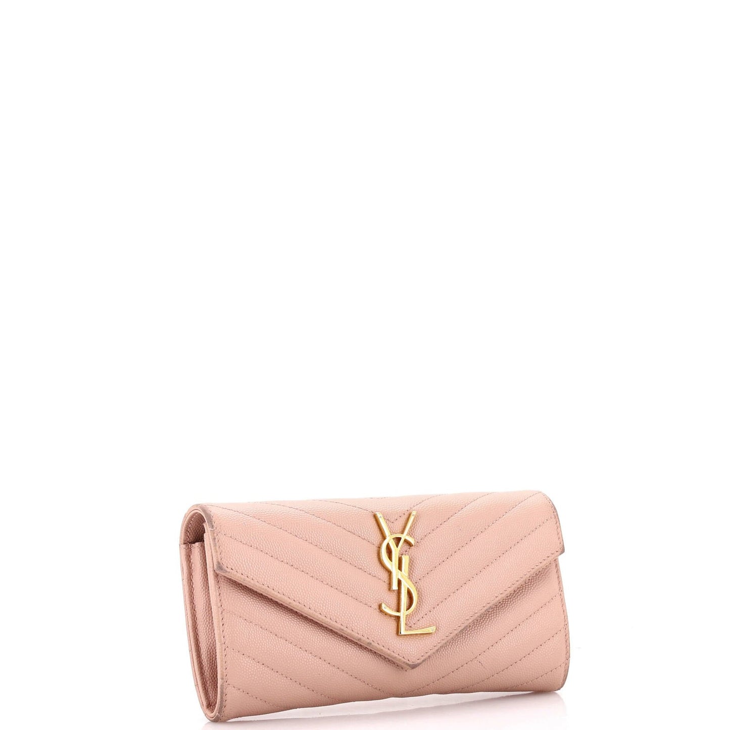 Saint Laurent Classic Monogram Flap Wallet Matelasse Chevron Leather Large