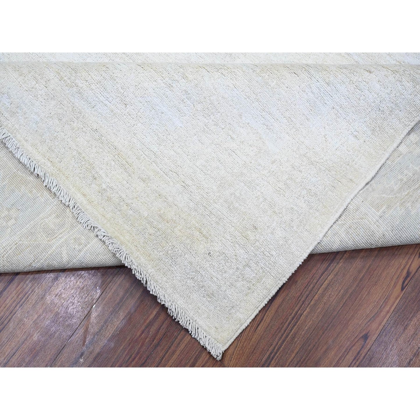 8'9"X11'9" Retro White Washed Out Peshawar Wool Hand Knotted Oriental Rug