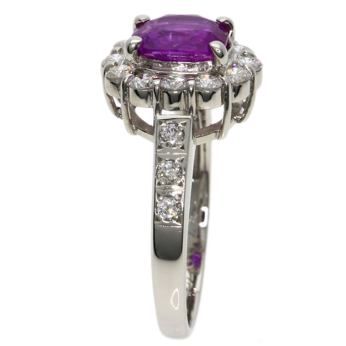 1.87Ct Pink Sapphire Diamond Ring Platinum Pt900