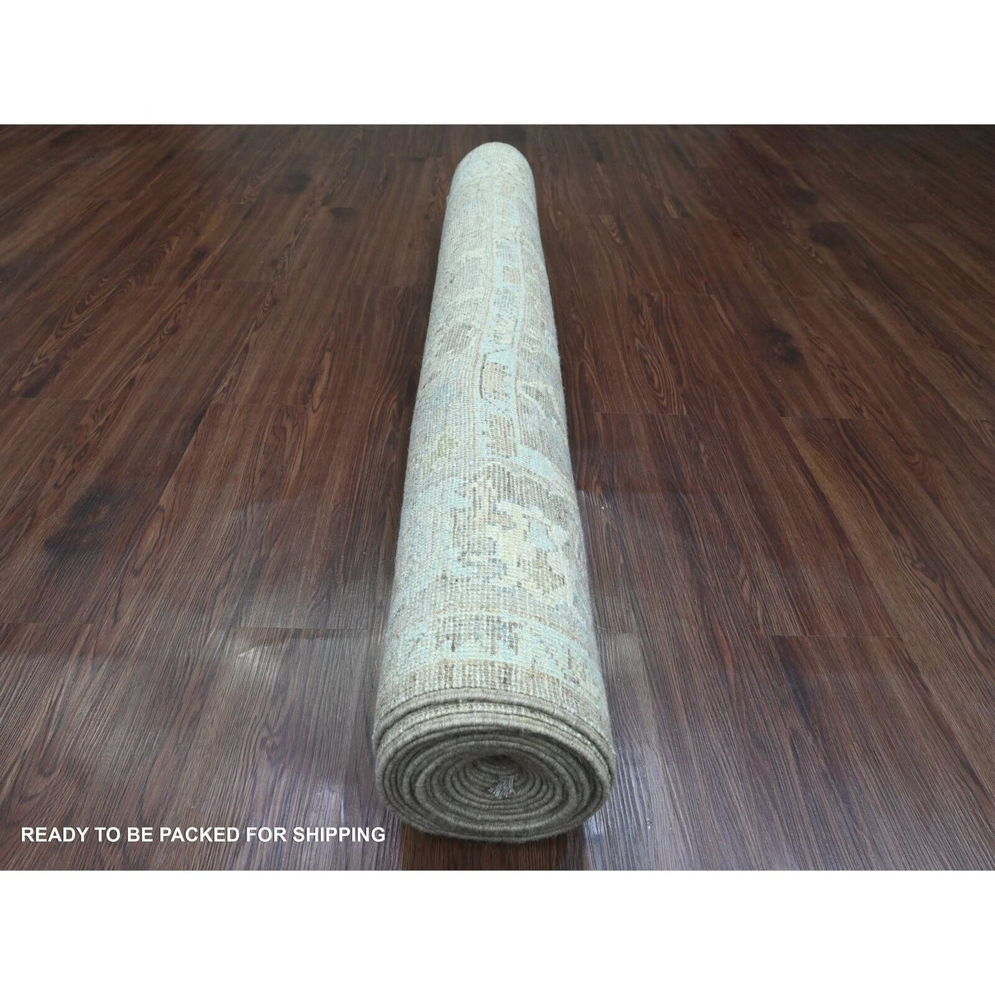 5'X19'9" Brown Angora Oushak Vines Design Hand Knotted Wool Runner Rug