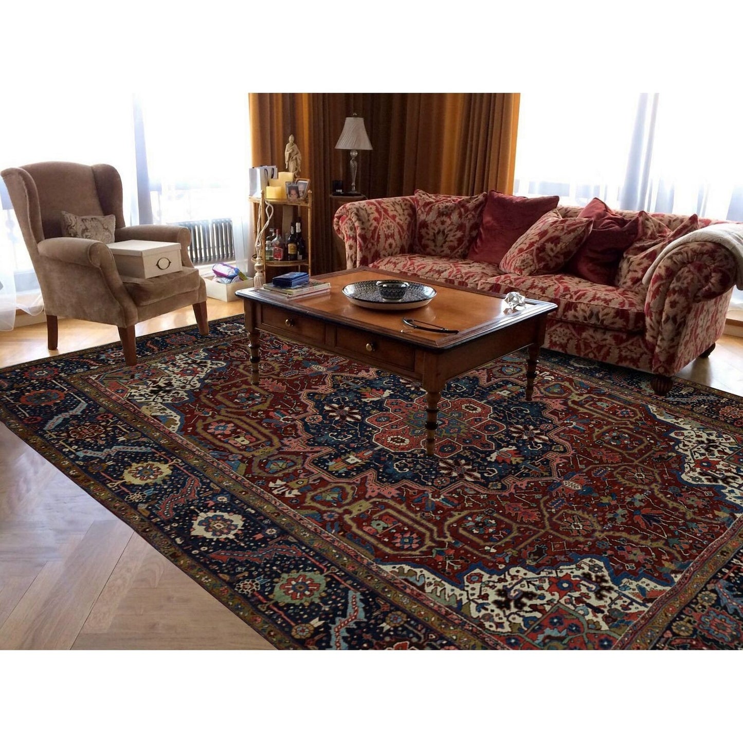 8'3"X11'9" Emboldened Red Antique Zoroastrian Soft Wool Hand Knotted Rug