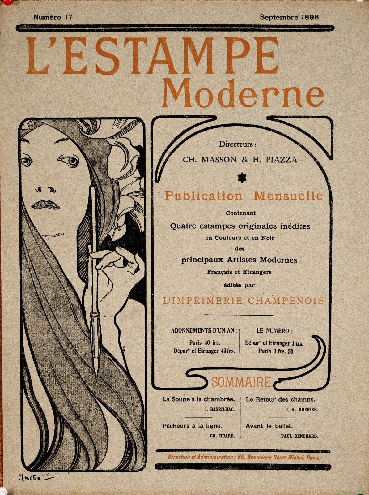 Alfons Mucha Lestampe Moderne Cover (1897) Original Lithograph, Multiple Date