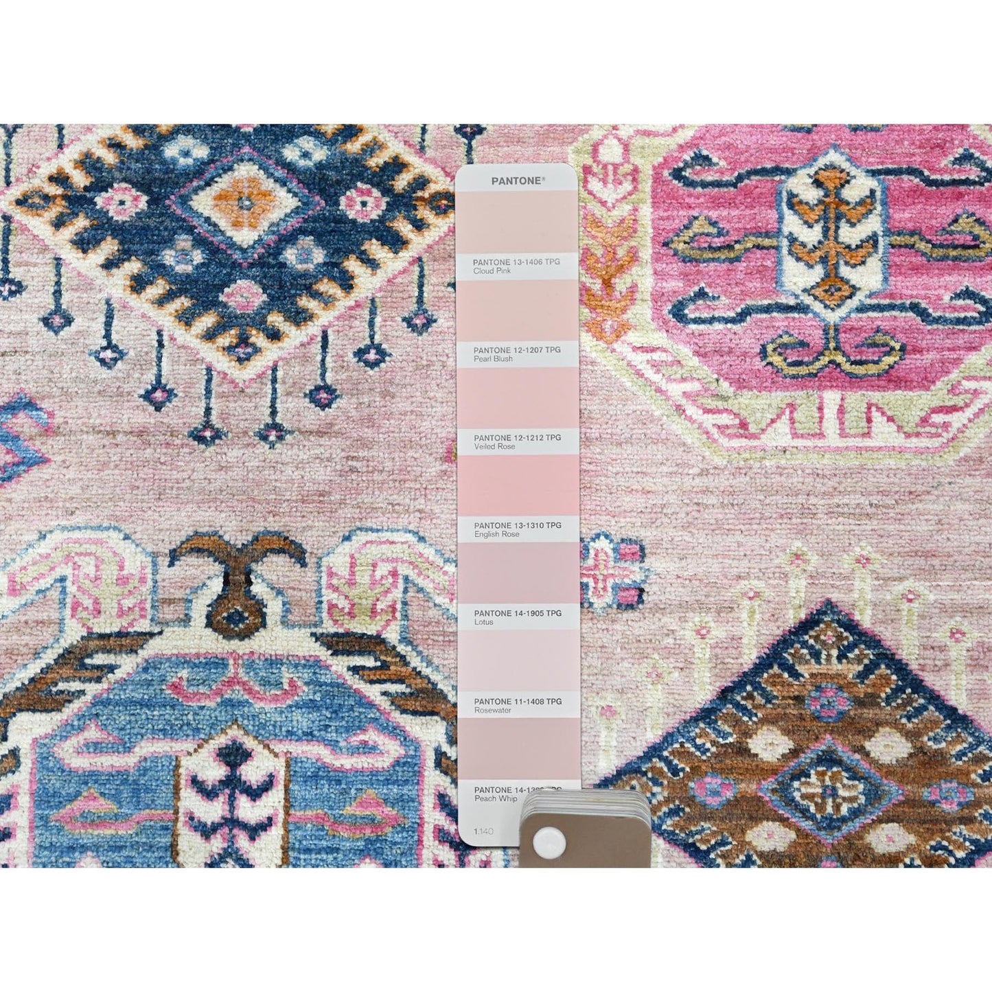 8'10"X12' Blush Pink Organic Wool Hand Knotted Afghan Super Kazak Rug