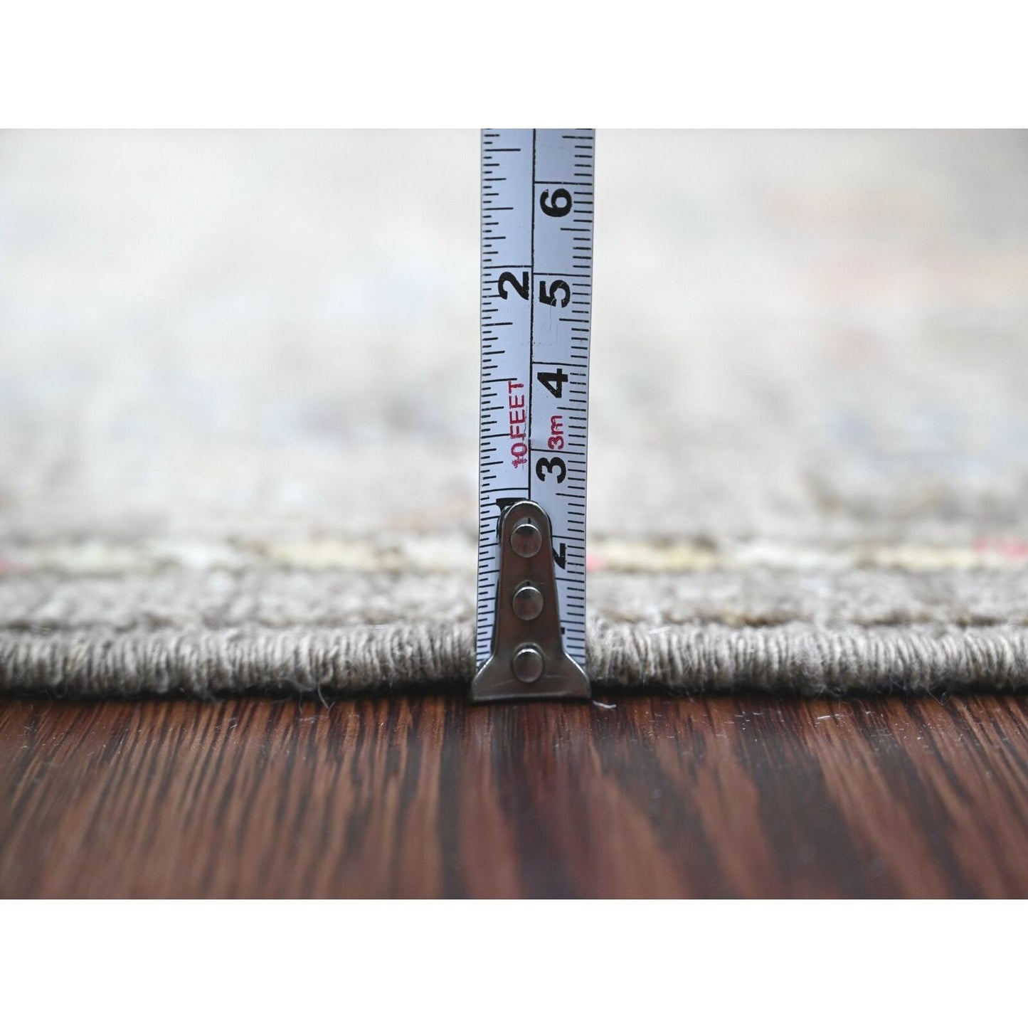 2'9"X5'10" Brown Angora Oushak Vines Design Wool Hand Knotted Runner Rug