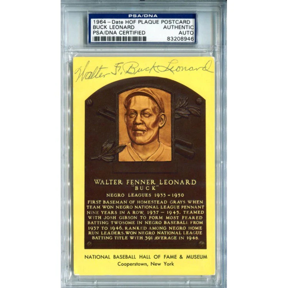 Buck Leonard Autographed Hall Of Fame Plaque