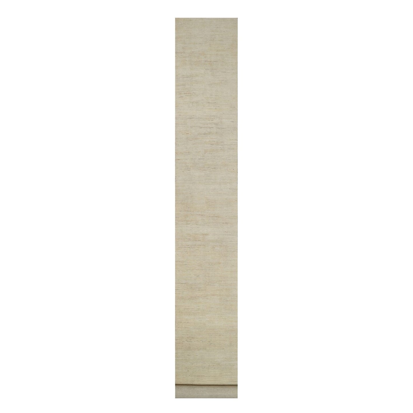 2'6"X17'8" White Pure Wool Modern Plain Design Hand Knotted Xl Runner Rug