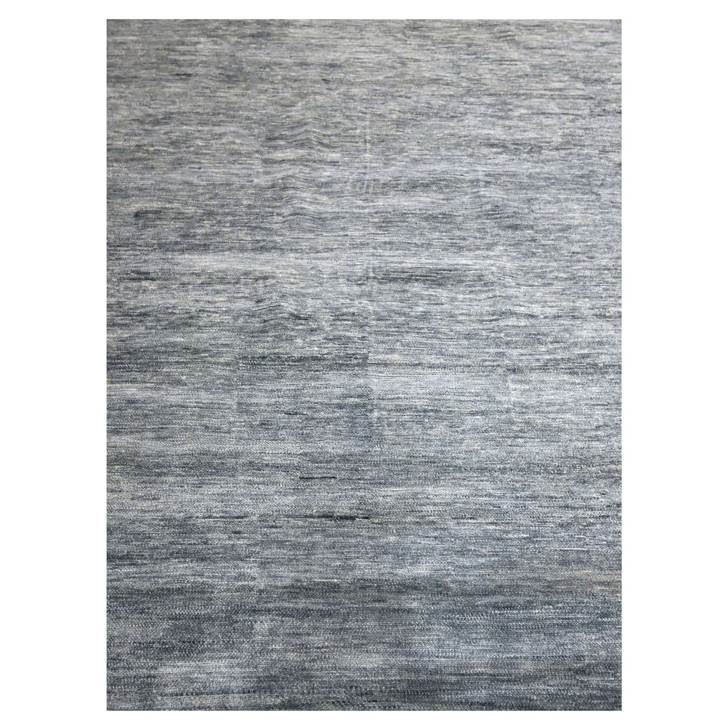 9'1"X12'2" Shades Of Gray Modern Plain Design 100% Wool Hand Knotted Rug