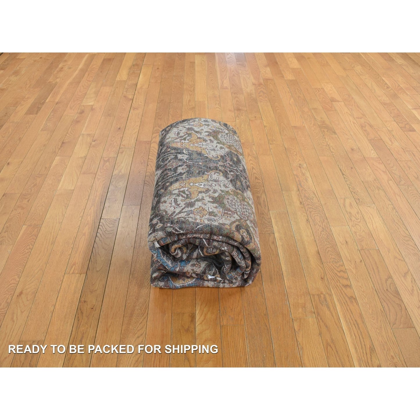 8'3"X9'9" Brown Zoroastrian Influence Silk With Wool Hand Knotted Rug