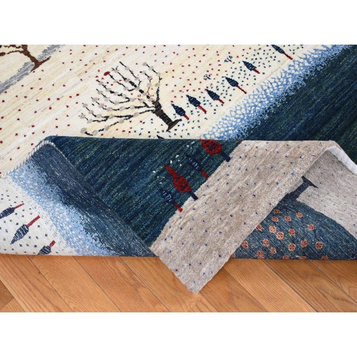 9'X12' Ivory Hand Knotted Modern Design Soft And Plush Wool Oriental Rug