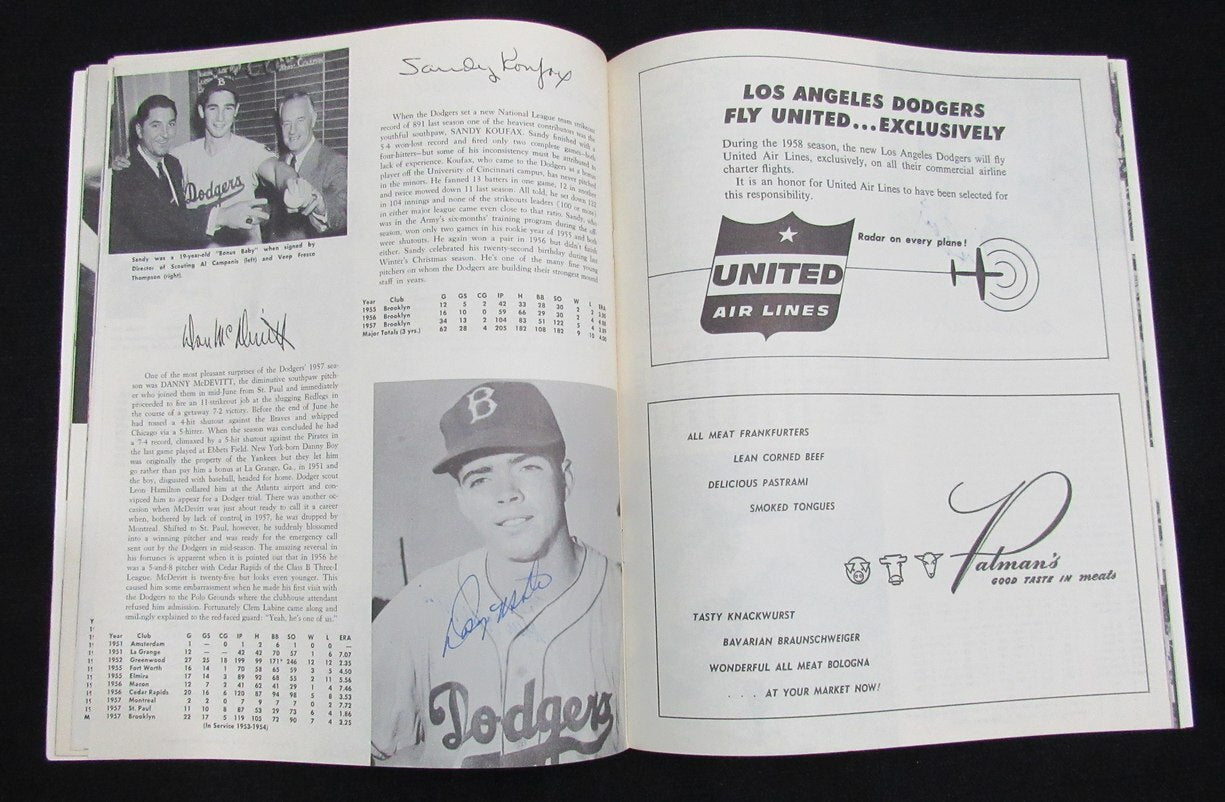 1958 Dodgers Signed/Auto (26) Yearbook Koufax