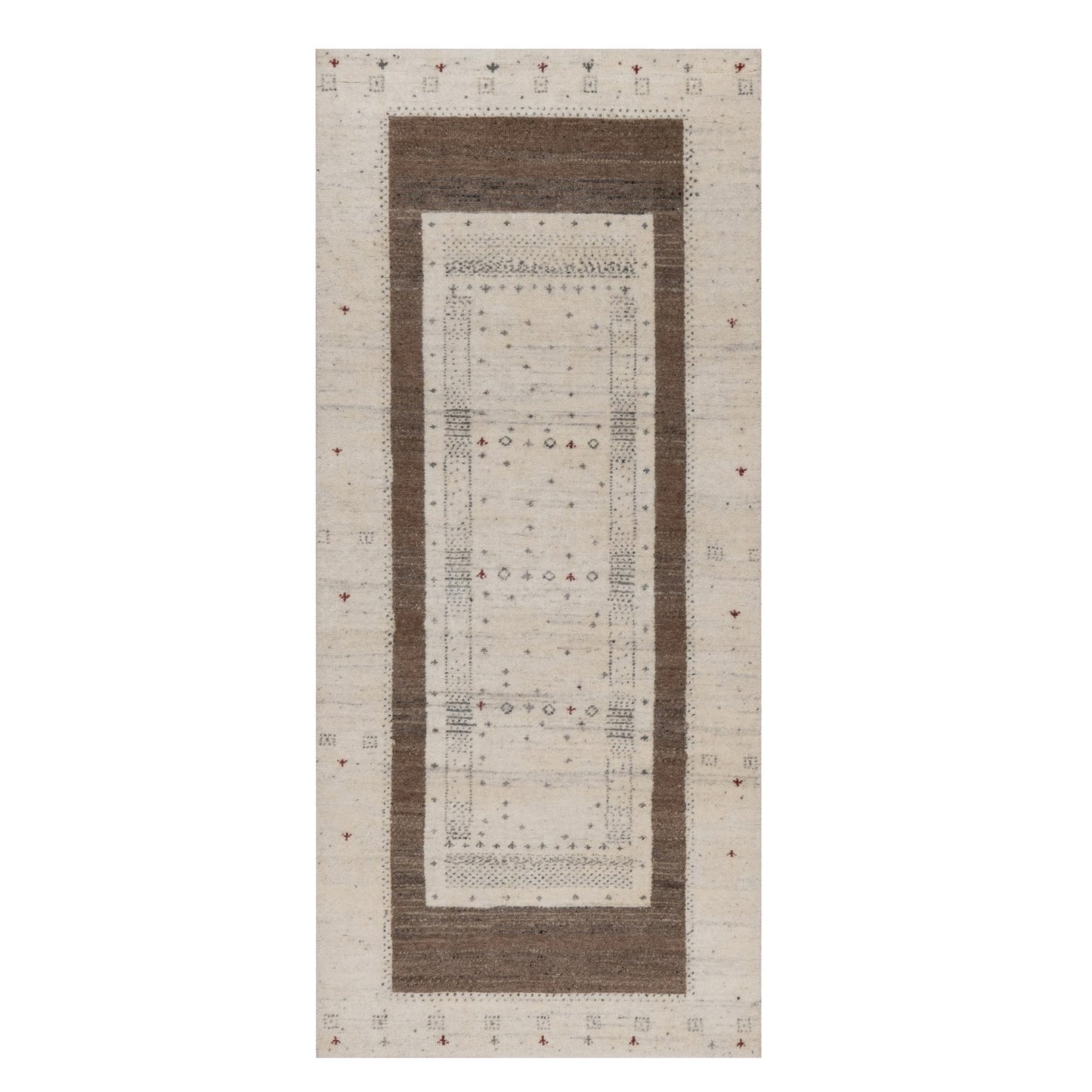 2'7"X6' Ivory Modern Design Soft Wool Hand Knotted Lori Buft Runner Rug