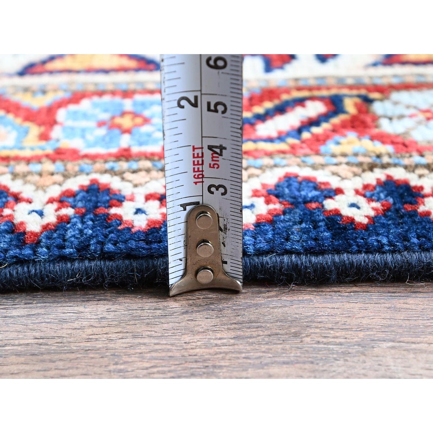 5'6"X9'3" Navy Afghan Special Kazak Tribal Design Hand Knotted All Wool Rug