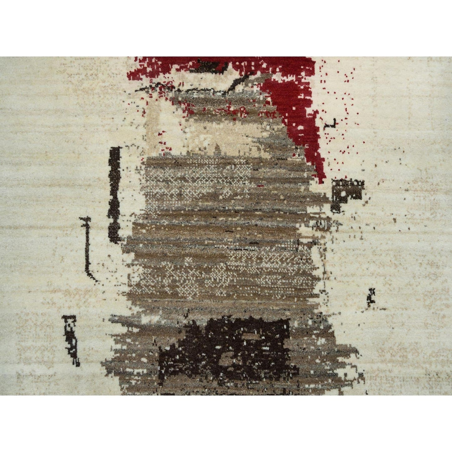 4'X6' Parchment White Lori Buft Gabbeh Wool Hand Knotted Oriental Rug