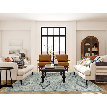 8'X10' Silver Gray Hand Knotted Anatolian Design Pure Wool Rug