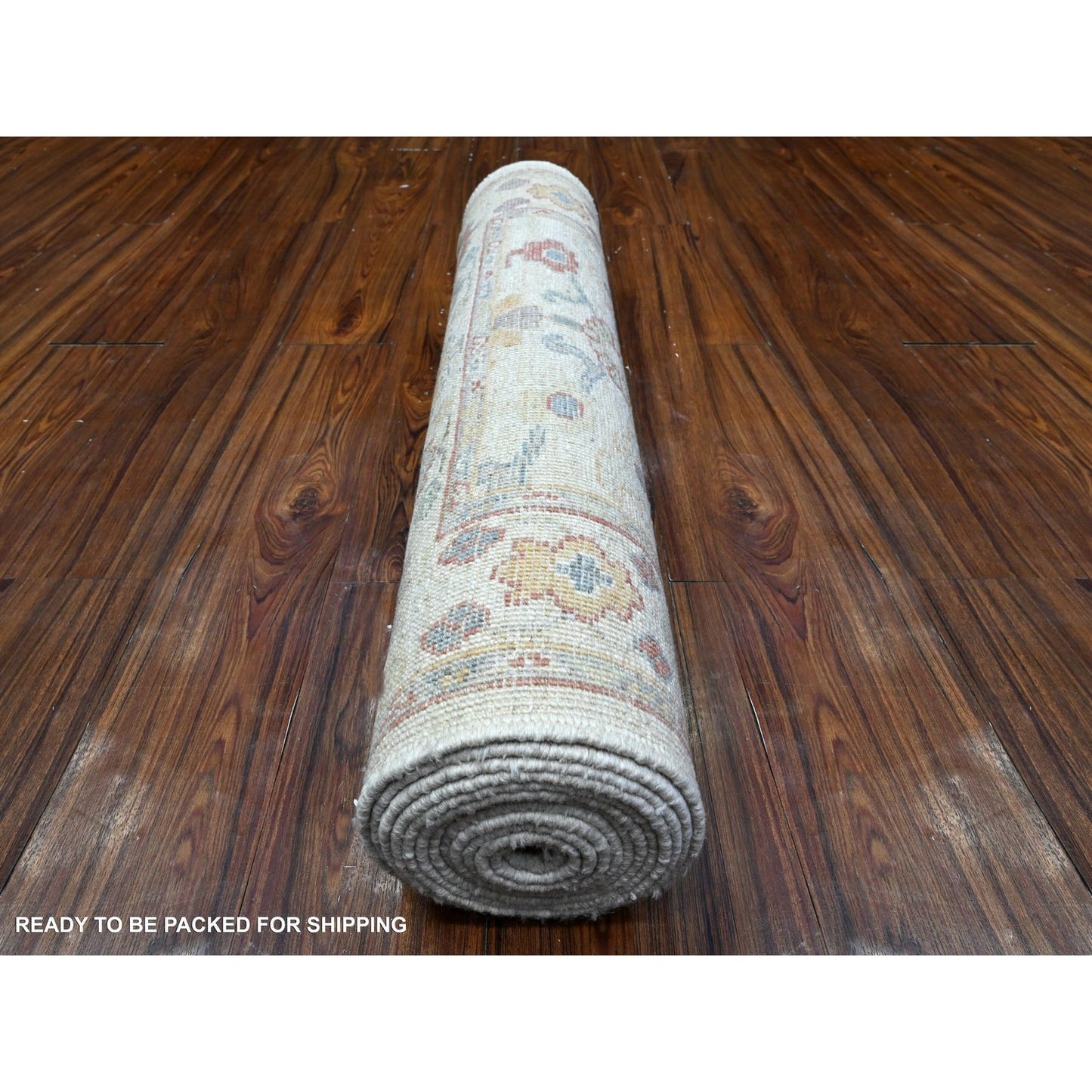 3'X13'6" Alabaster White Wool Foundtion Runner Angora Oushak Oriental Rug